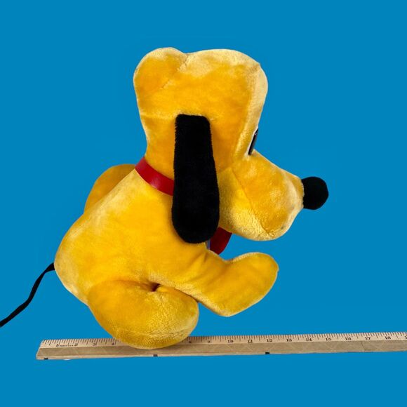 Vintage Pluto Plush Disneyland Sitting Stuffed Animal 14 in Toy Dog Red Collar - Picture 3 of 11